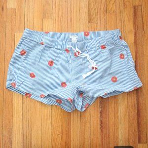 J. Crew Donut Print blue and white pinstripe pajama shorts